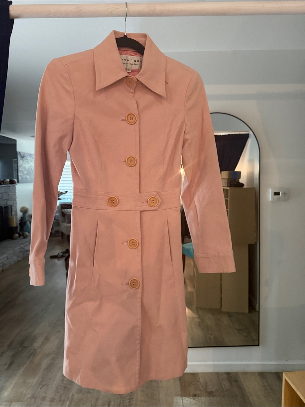 Trina Turk Dusty Pink Button-Front Trench Coat